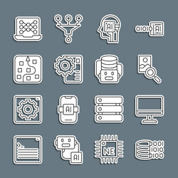 set line binary code computer monitor photo vector image