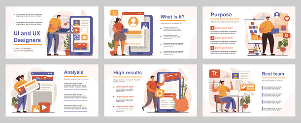 ui and ux designers concept for presentation slide vector image