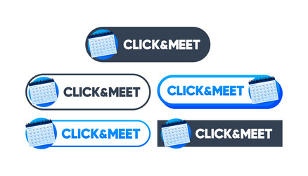 click and meet concept with calendar button vector image