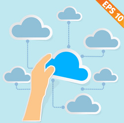 hand holding cloud with computing vector image