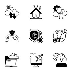 modern pack of secure networking drawing icons vector image