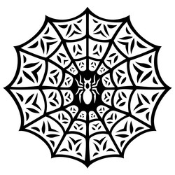 White spider silhouette on the black web shape vector