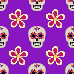 seamless pattern featuring vibrant sugar skulls Vector Image