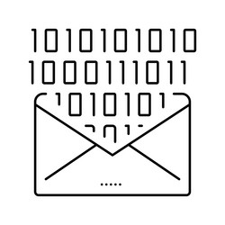 email message with binary code line icon vector image