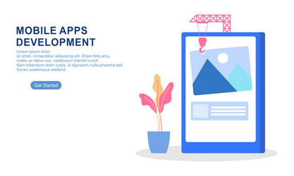landing page template for mobile app development vector image