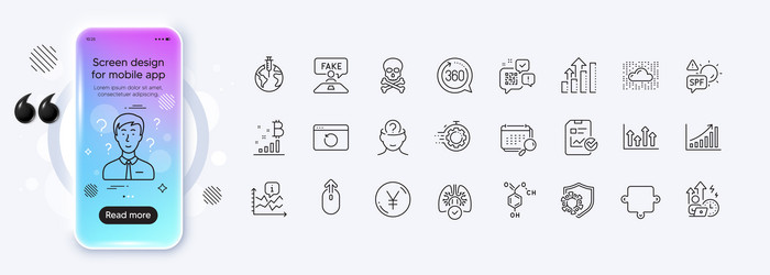 swipe up graph chart and calendar line icons vector image