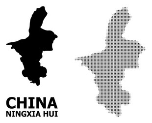 halftone pattern and solid map ningxia vector