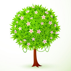 round green tree with flowers vector