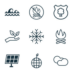 Set of 9 eco icons includes snow sun power vector