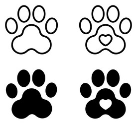 Pet Paw Outline Icon - Editable Stroke Vector Image