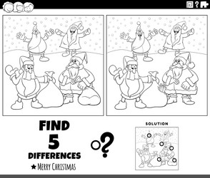 differences game with santa clauses characters vector image