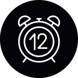 Alarm clock with 12 number icon block style vector
