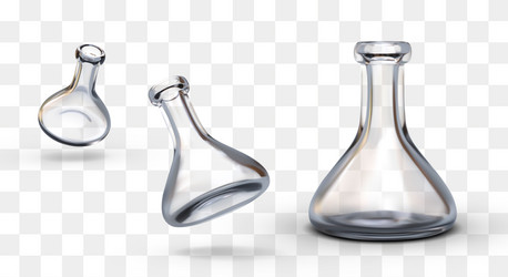realistic empty erlenmeyer flask vertical vector image
