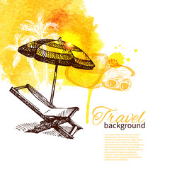 Tropical Watercolor Sketch Vector Image