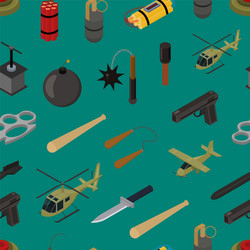 Weapons 3d isometric seamless pattern background vector