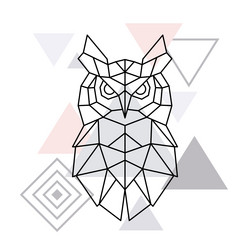 Polygonal owl on minimalist triangle background vector