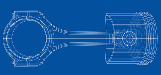 sketch of piston rendering 3d vector image