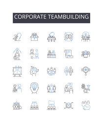 Corporate teambuilding line icons collection vector