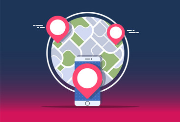 Gps navigator mock up with map on gradient vector