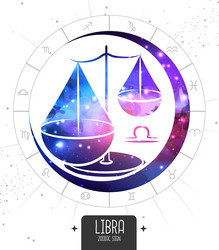 Libra Zodiac Scales Magic Card Vector Image
