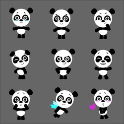 Set of cute pandas character with different vector