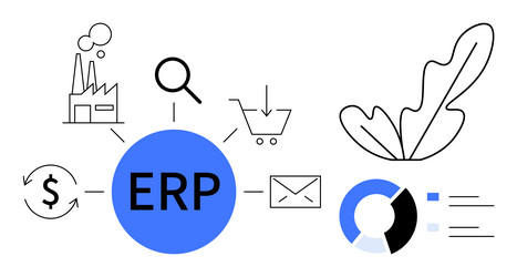 comprehensive erp system integration with key vector image