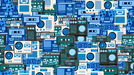 seamless pattern endless with music audio tech vector image