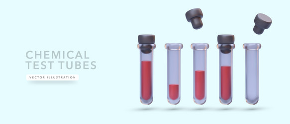 set of realistic 3d glass test tube with shadow vector