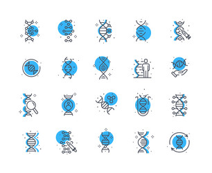 dna icons blue set vector