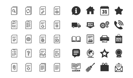 document line icons report checklist and copy vector image