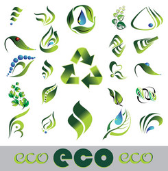 Eco friendly bio green energy sources icons signs Vector Image