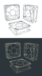 fans for cpu coolers and computer cases blueprints vector image