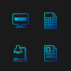 set line resume table lamp location with text vector image