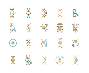 dna icons color set vector