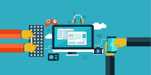 flat design icons for web and mobile interaction vector image