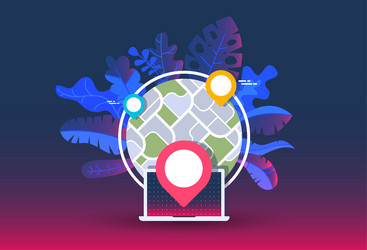 gps navigator mock up with map on gradient vector image