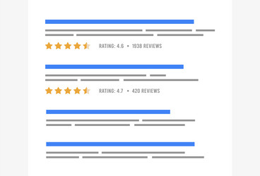 review snippets - colorful yellow star rating vector