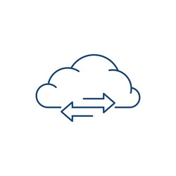thin line data sync or upload icon like cloud vector image