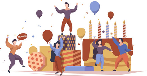 Festive characters people celebrate party holding vector