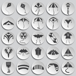 kite icons set on background for graphic and web vector image
