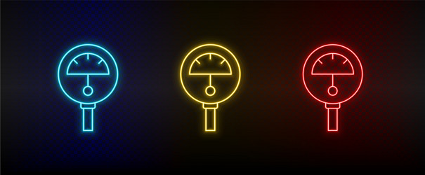 Neon icon set atmospheric red blue vector