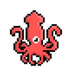 pixel squid for 8 bit game assets vector