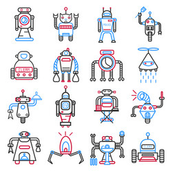 android robots set isolated on white machines vector image