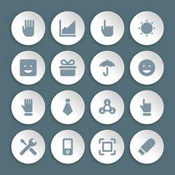 flat icons set paper and shadow effect vector image