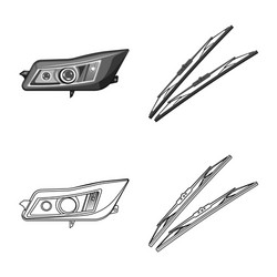 isolated object auto and part sign set vector image