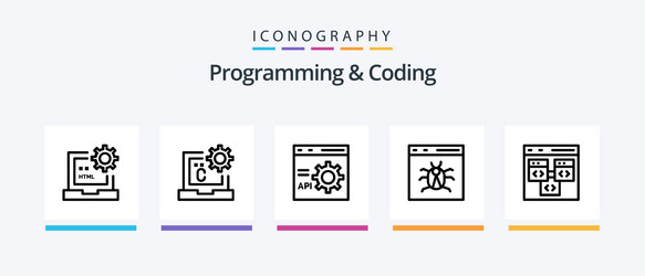 programming and coding line 5 icon pack including vector image