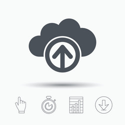 Upload from cloud icon data storage sign vector