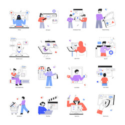 bundle of web technology linear mini vector image
