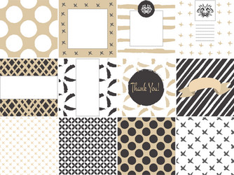 Card set template with seamless patterns in gold vector