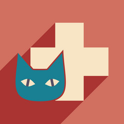 flat with shadow icon and mobile application cat vector image